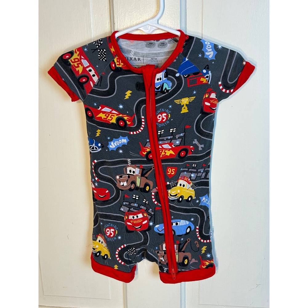 Little Sleepies Disney Pixar Cars Bamboo Zippy Romper 6-12 Months